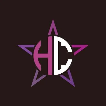 H C initials circle with stars and black background Stock Illustration