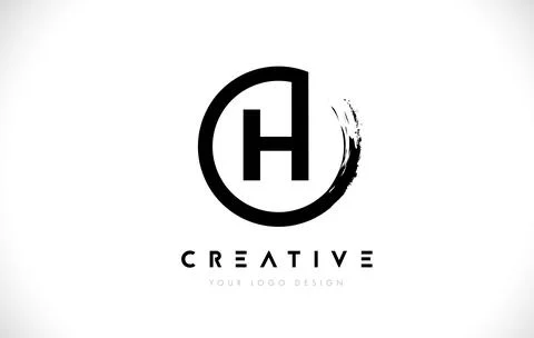 H Circular Letter Logo with Circle Brush Design and White Background. Stock Illustration