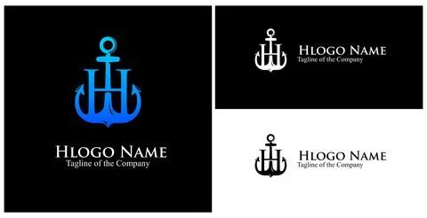 H custom logotype. initial H custom text in achor logo vector illustration Stock Illustration