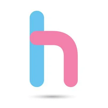 H font vector with blue and pink color on White background, Futuristic font,  Stock Illustration
