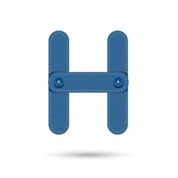 H font vector with blue Jeans on White background, Futuristic font, Cosmic, V Stock Illustration