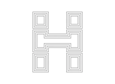 H font vector.  Condensed thin, Parallel stylize line letter. Thin monochrome Stock Illustration