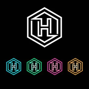 H hexagone logo design creative letter H Stock Illustration