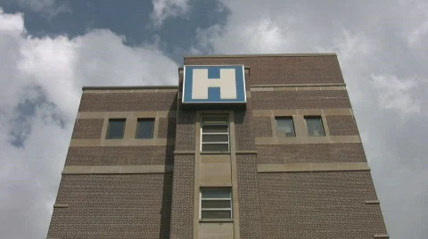 ‘H’ is for Hospital. Timelapse clouds. Stock Footage