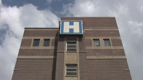 ‘H’ is for Hospital. Timelapse clouds. Stock Footage
