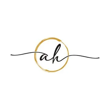 A H Initial Script Letter Beauty Logo Template Stock Illustration