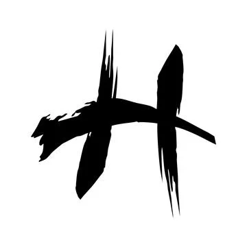 H initials calligraphy with japan style ink art logo and icon Stock Illustration
