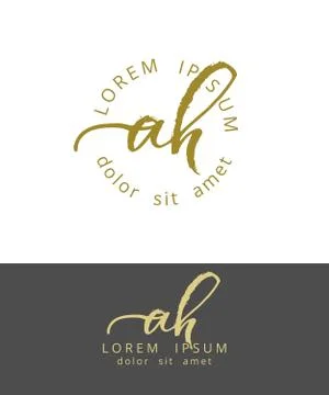 A H. Initials Monogram Logo Design. Dry Brush Calligraphy Artwork Stock Illustration