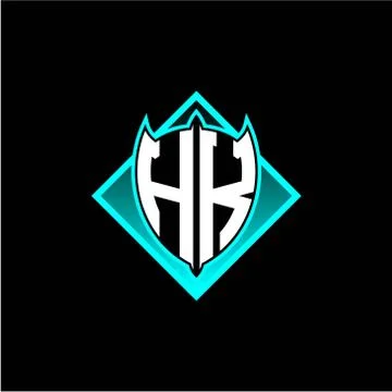 H K letter shield with square protection logo as a sweetener Stock Illustration