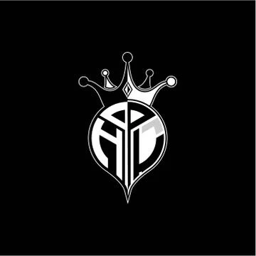 H L circle monogram logo emblem style with clown crown shape vector decoratio Stock Illustration