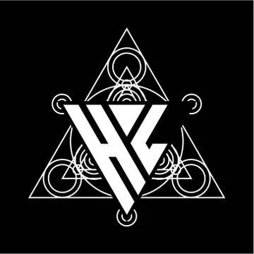 H L Monogram letter logo with triangle shape design template with sacred geom Stock Illustration