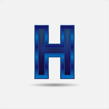 H letter with glitter rendering effect, blue color design, vector illustration Stock Illustration