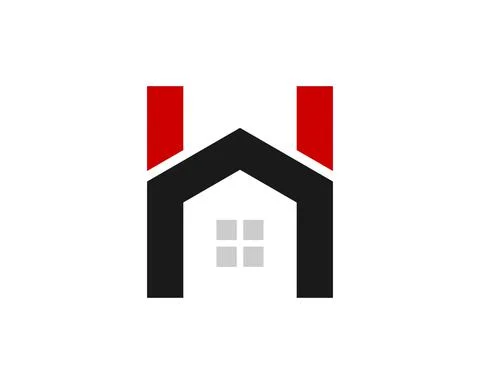 H letter initial with simple house inside Illustrazione stock