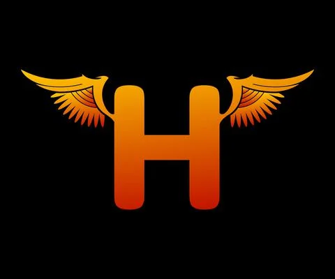 H letter logo design with wings, alphabet letter icon abstract illustrator 스톡 일러스트
