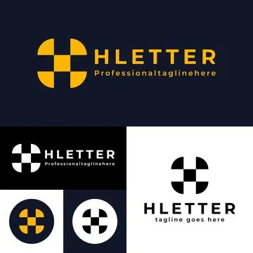 H letter Logo.Round square shape Logo Template.Vector Illustration.Black And  스톡 일러스트