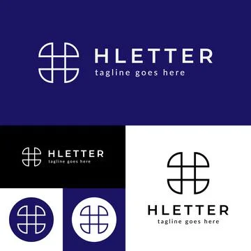 H letter Logo.Round square shape Logo Template.Vector Illustration.Black And  Stock Illustration