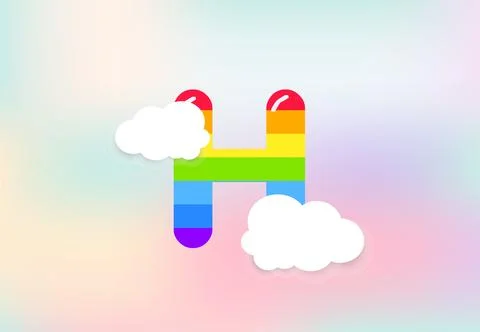 H Letter Rainbow patterns design, abstract rainbow letter for kids, love, f.. Stock Illustration