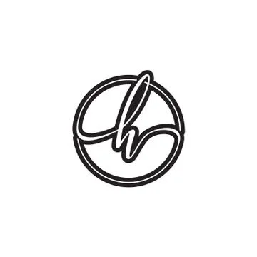 H letter script circle logo design vector Illustrazione stock