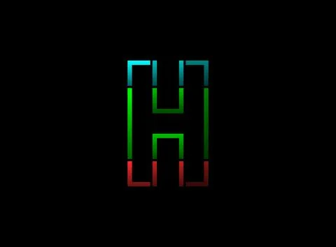 H letter vector outline stroke desing, font logo. Red, green, blue color on b Illustrazione stock