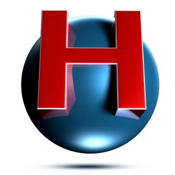 H logo isolated on white background illustration 3D rendering with clipping p Stock Illustration