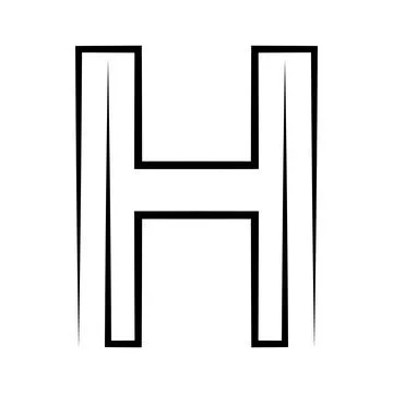 H logo studio letter h one line icon logotype font Stock Illustration