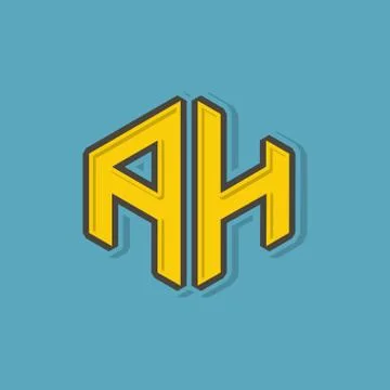 A H  monogram lettering with 3d style for Corporate business Stock Illustration