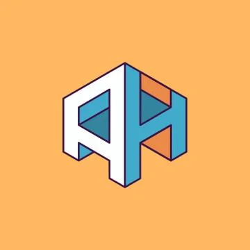 A H  monogram lettering with perspective geometric concept Stock Illustration