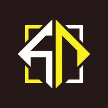 H N Initials quadrangle monogram with square Stockillustratie