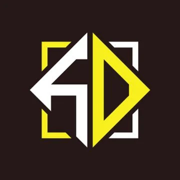 H O Initials quadrangle monogram with square Stockillustratie