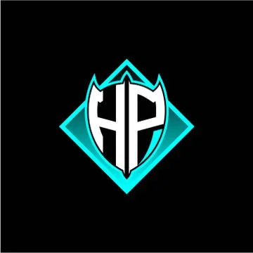 H P letter shield with square protection logo as a sweetener Stock Illustration