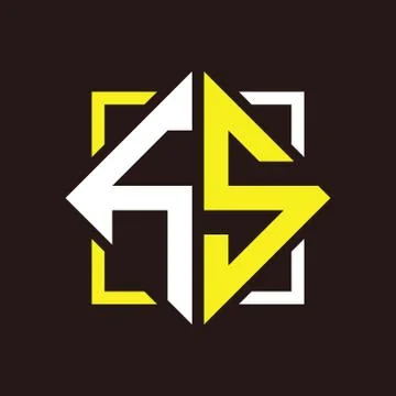 H S Initials quadrangle monogram with square Stock Illustration