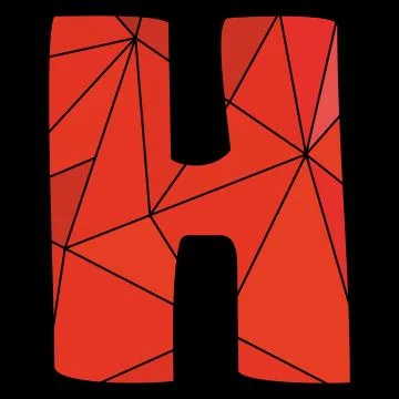H vector red alphabet letter isolated on black background Illustrazione stock