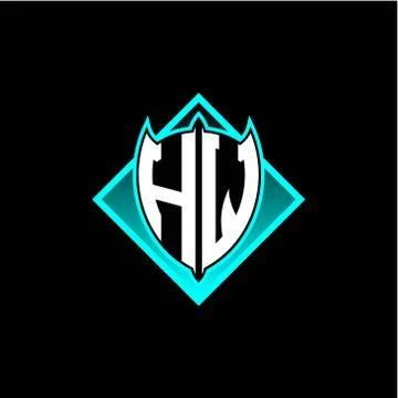 H W letter shield with square protection logo as a sweetener Stock Illustration