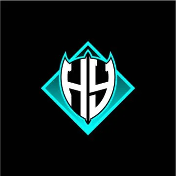H Y letter shield with square protection logo as a sweetener Stock Illustration