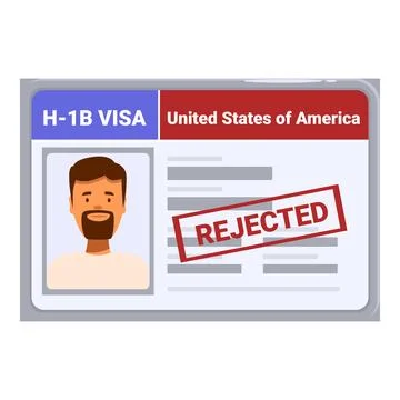 H1 b visa application getting rejected with stamp Stock Illustration
