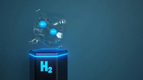 H2 Bubble H2 molecule in the bubble. 3d illustration.   Stock-Fotos
