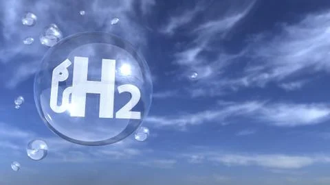 H2 Hydrogen Bubble Blue Sky Stock Illustration