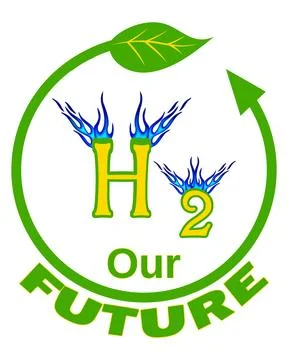 H2 Our Future - Blue Hydrogen And Green Eco Circle Arrow On White Background イラスト素材