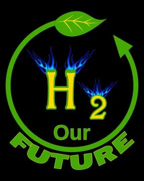 H2 Our Future - Hydrogen eco circle -  On Black Background Stock Illustration