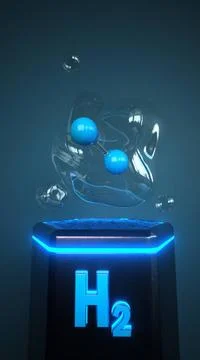  H2 Symbol Bubble H2 molecule in the bubble. 3d illustration. Stock-Fotos