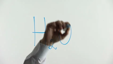 H2O formula written on glass, basic chemistry lesson about molecule of water Stock Footage 87654454