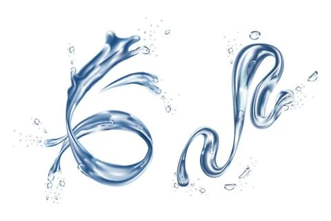 H2O splash or realistic stream water element Stock Illustration