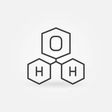 H2O Water Molecule vector concept linear icon Stock Illustration