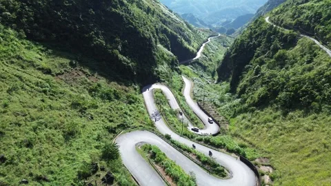 Ha Giang Loop Ma Pi Leng Pass Vietnam 4k aerial shot 00:20 Stock Footage 322092282