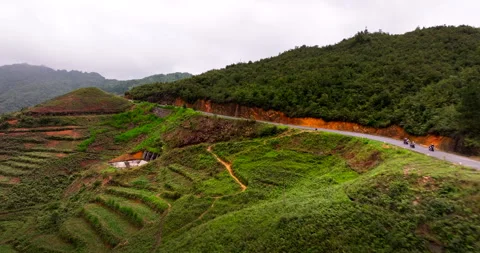 On Ha Giang Loop, motorbikes roar, travelling roads, adventures galore Stock Footage 284409307