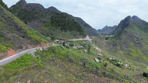 Ha Giang Loop mountain road Vietnam 4k aerial shot 00:20 Stock Footage 323197680