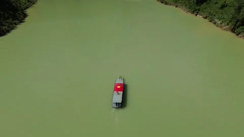 Ha Giang Loop Tu San Canyon with Boat Vietnam 4k aerial shot 00:12 Stock Footage 322733224