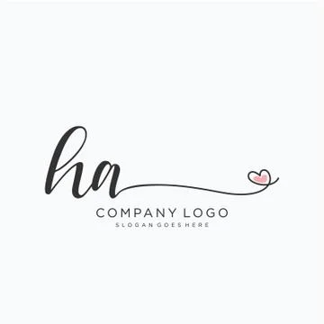 HA Initial handwriting logo design Stock Illustration