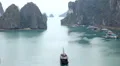 Ha Long Bay (Descending Dragon Bay), Vietnam, UNESCO World Heritage Site, Boats HD Footage