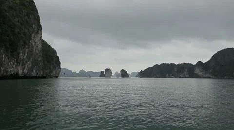 Ha long Bay, panoramic landscape view. Famous tourist travel destination. Stock Footage 38653957